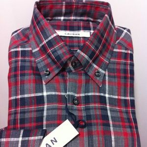 $375 Caliban Italian beautiful Linen shirt 15.7/40